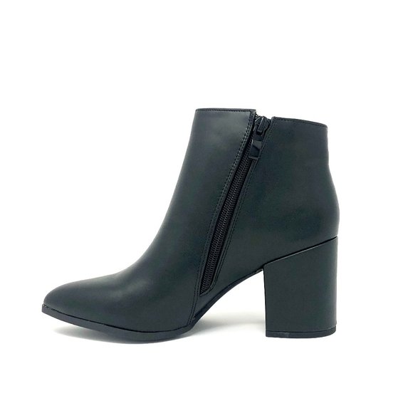 Black Vegan Leather Zipper Ankle Boots - Picture 5 of 10